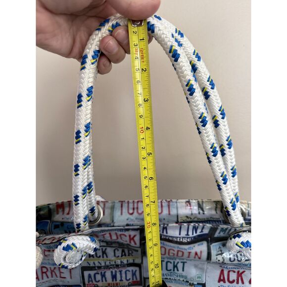 Rare Tricia Deck Nantucket License Plate Tote - Nautical Rope Handle Bag - Picture 11 of 12